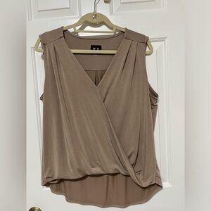 No 11 Taupe Surplice Sleeveless Top - L
